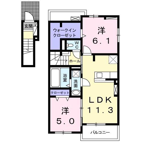 トレサージュ(2LDK/2階)の間取り写真