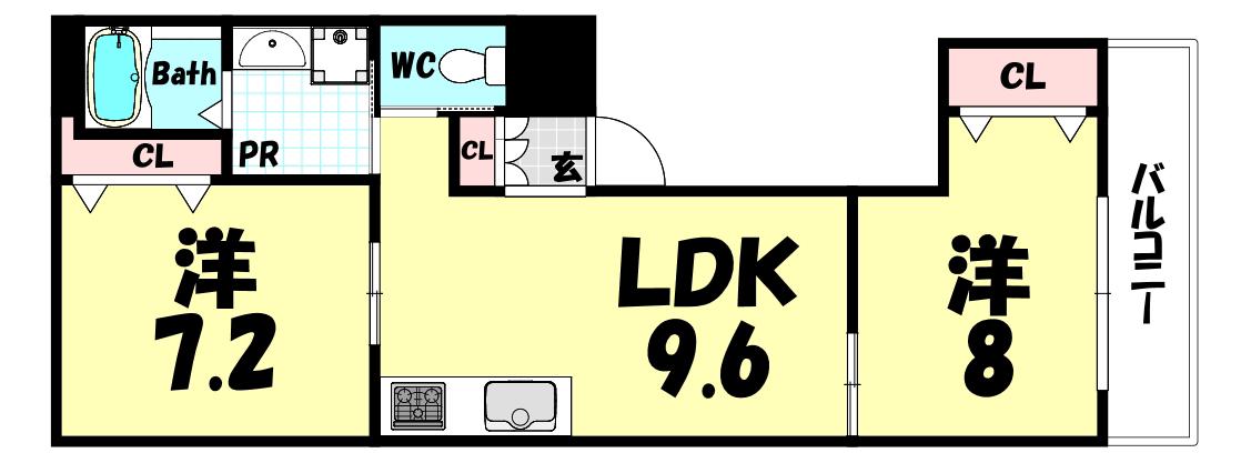 リーフマンション(2LDK/3階)の間取り写真
