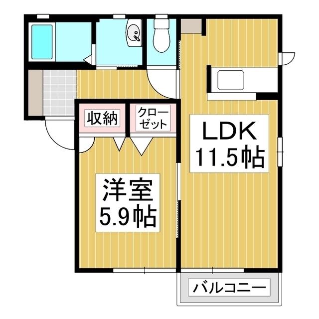 サニーコートC棟(1LDK/1階)の間取り写真