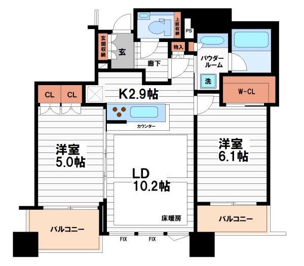 シティタワー大阪本町(2LDK/27階)の間取り写真