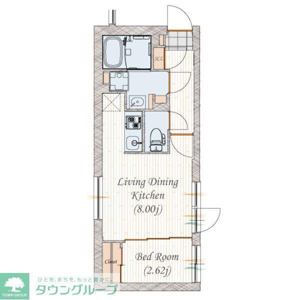 QUADOR 名古屋城駅(1LDK/3階)の間取り写真