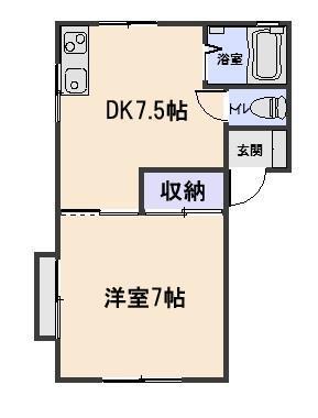 カトレアK(1DK/2階)の間取り写真