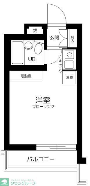 スカイコート尾山台(ワンルーム/2階)の間取り写真