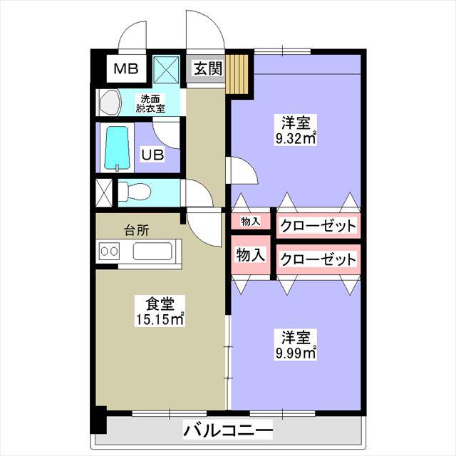 コンフォート和泉(2DK/2階)の間取り写真