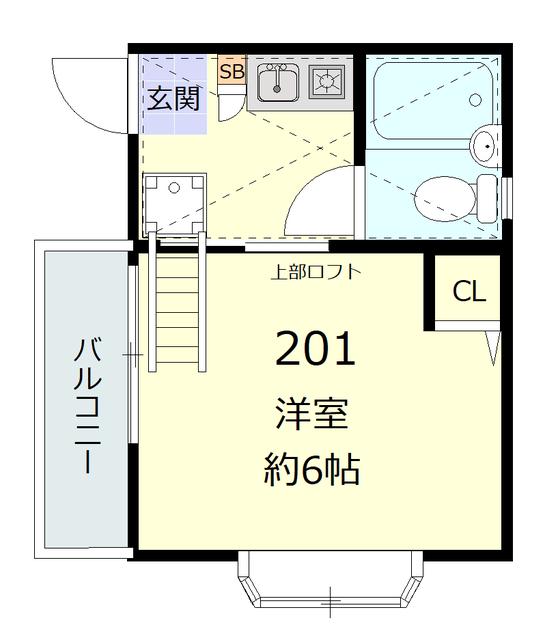 クレシェンドM(1K/2階)の間取り写真