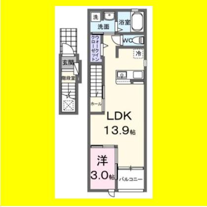 サニーコート小鹿(1LDK/2階)の間取り写真