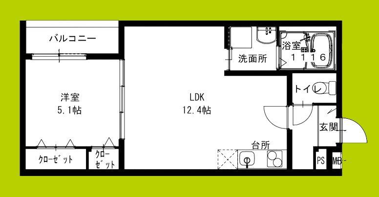 フジパレス住道駅北(1LDK/2階)の間取り写真