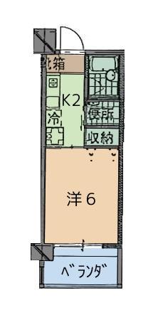 トーマス牧港Ⅱ(1K/4階)の間取り写真