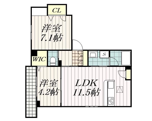 プロフィット ルミエール(2LDK/1階)の間取り写真