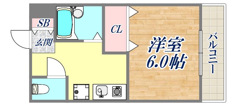 カームカーサ(1K/2階)の間取り写真