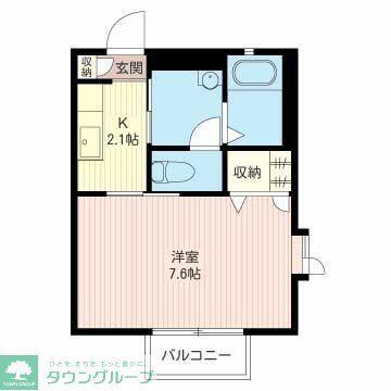 ドミールK(1K/2階)の間取り写真