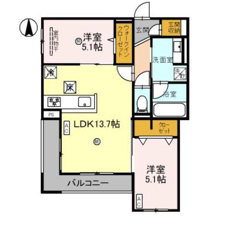 パレスリバティ(2LDK/1階)の間取り写真