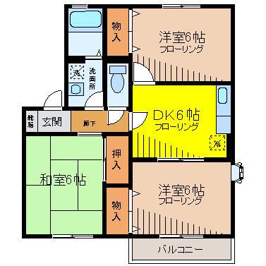 サイプレスタウンA(3DK/2階)の間取り写真
