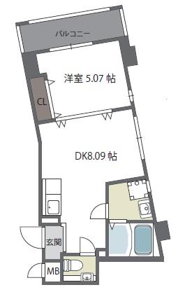 COURT HOUSE(1LDK/3階)の間取り写真