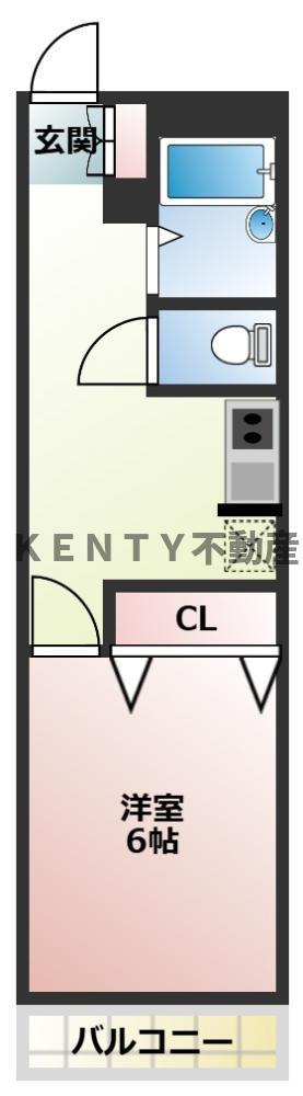 フラッツ東亜(1K/3階)の間取り写真