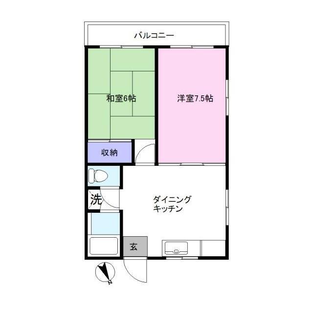 ハウスハナミズキ(2DK/1階)の間取り写真