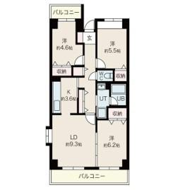 目黒本町マンション(3LDK/7階)の間取り写真
