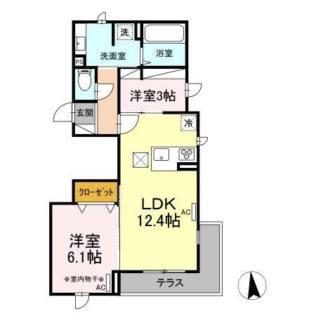 D-ROOM白萩町(2LDK/1階)の間取り写真