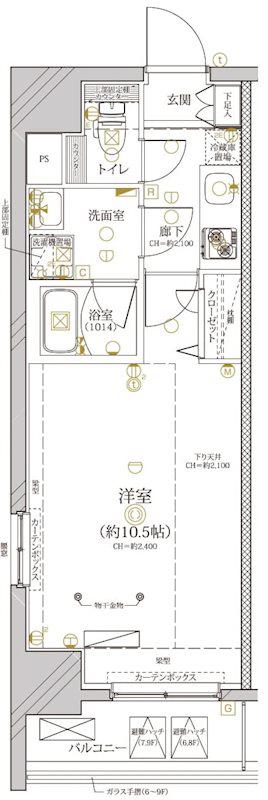 ディアレイシャス大須観音(1K/4階)の間取り写真