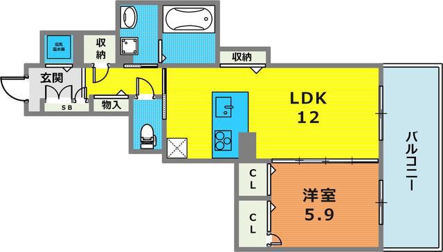 フェリーチェ上三条(1LDK/1階)の間取り写真