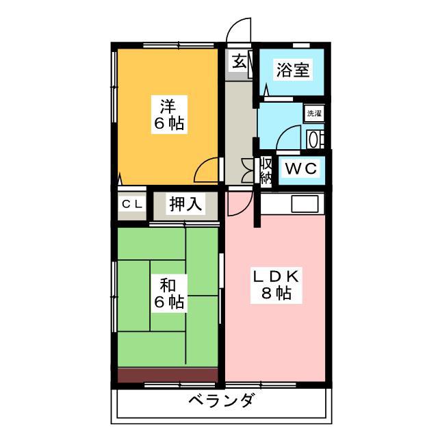 シティハイム ハピネス(2LDK/2階)の間取り写真