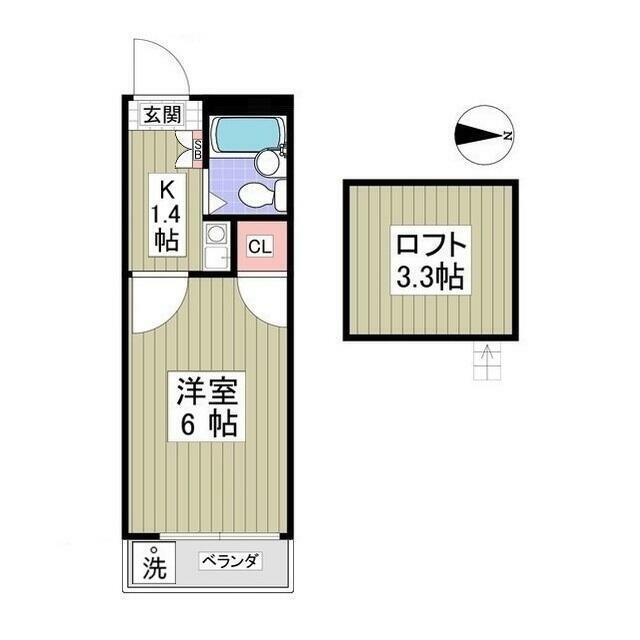 アルトーロ蒲生I(1K/2階)の間取り写真