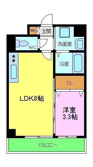 スプランディッド堺東(1LDK/11階)の間取り写真