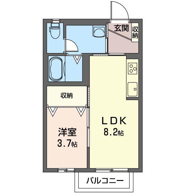 マストライフ高崎上大類A棟(1LDK/1階)の間取り写真