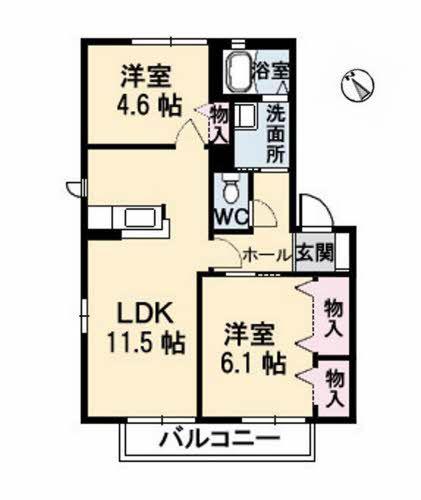プリンセス良城柚木(2LDK/1階)の間取り写真