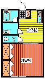 ドリームハウスII(1DK/2階)の間取り写真