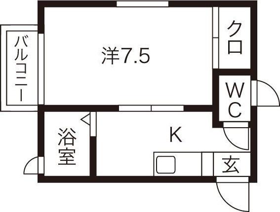 アネシス A棟(1K/1階)の間取り写真