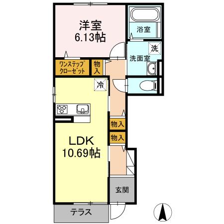 クレアージュ(1LDK/1階)の間取り写真