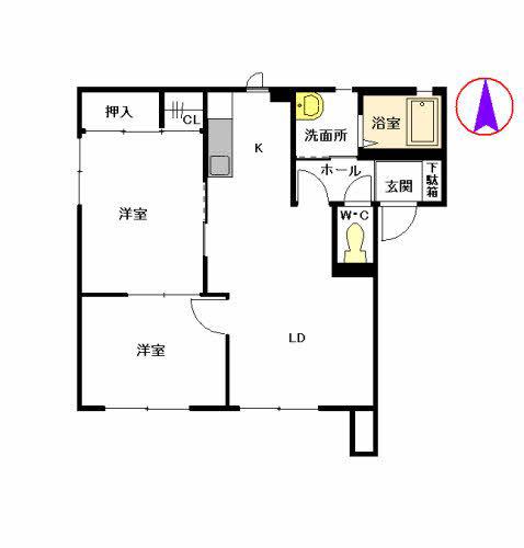 照波園ホーフB(2LDK/1階)の間取り写真