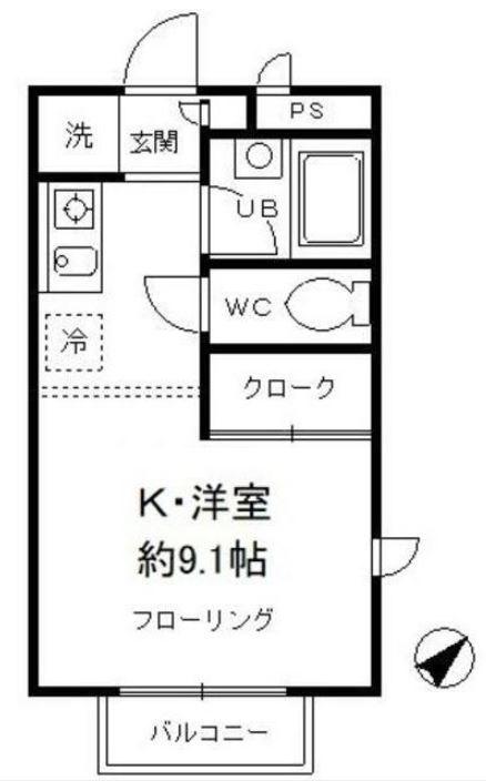 コーポプリンス5(ワンルーム/2階)の間取り写真
