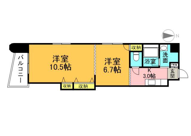 パステロアロッジオ45東蟹屋(2K/3階)の間取り写真