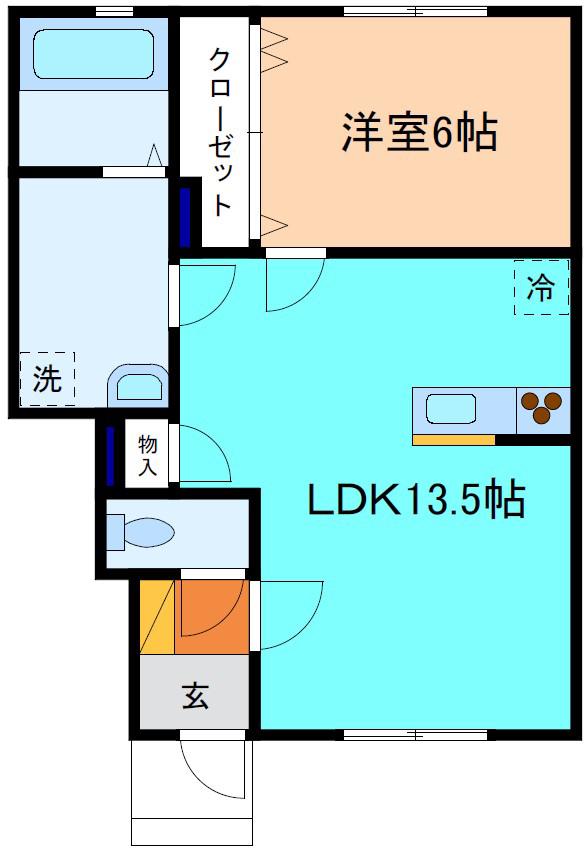 ハニエルIII(1LDK/1階)の間取り写真