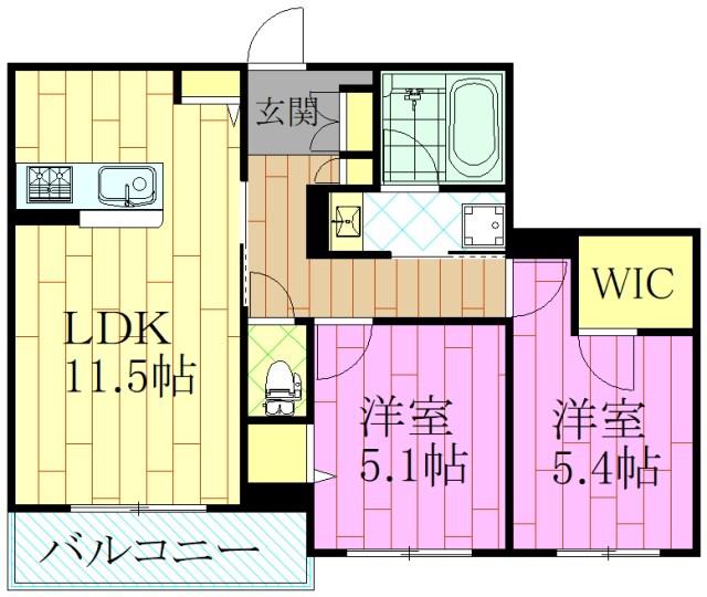 デルフィ淕番館(2LDK/1階)の間取り写真