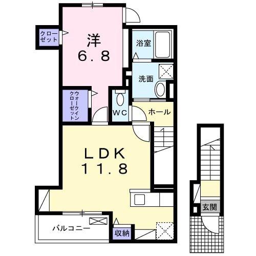 ST.HEART小倉 N(1LDK/2階)の間取り写真