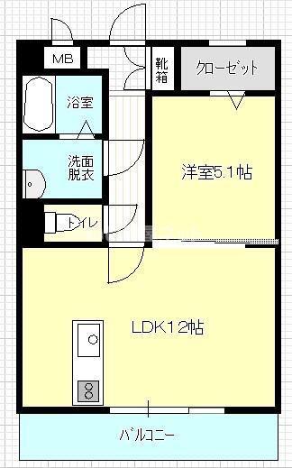 ヴィラージュ太田(1LDK/5階)の間取り写真