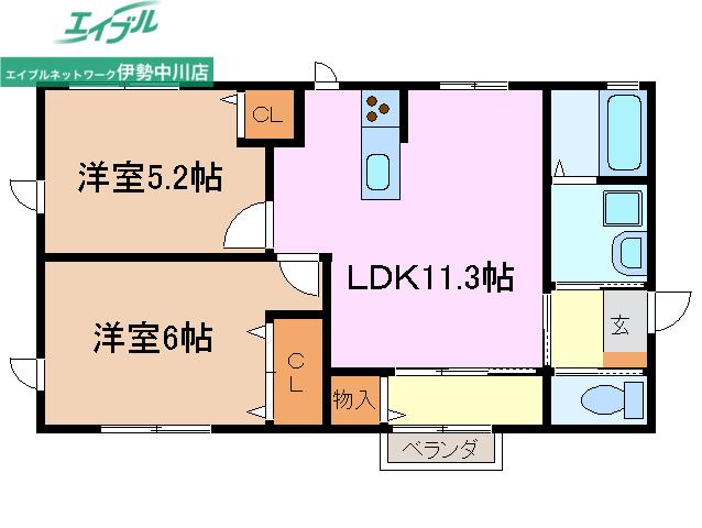 F GLASS(2LDK/1階)の間取り写真