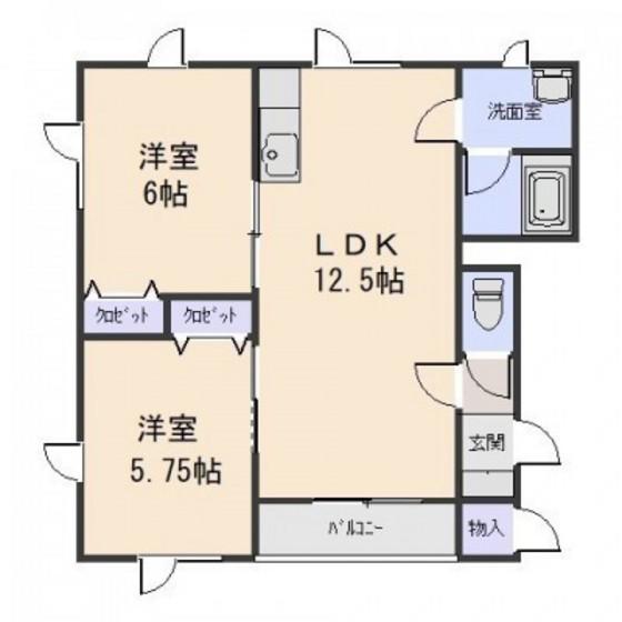 アルフィーネ柳町(2LDK/2階)の間取り写真