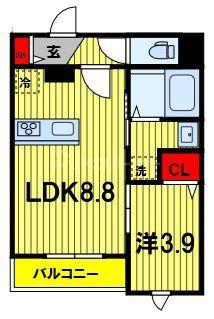 パークヴィラ桜木(1LDK/3階)の間取り写真