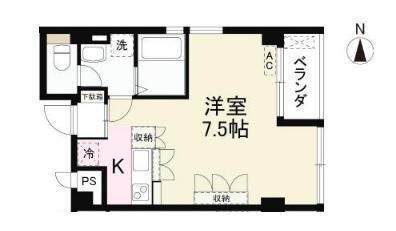 コリドールウエスト(1K/6階)の間取り写真
