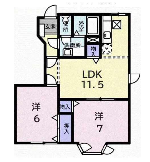 エスポワール2000(2LDK/1階)の間取り写真