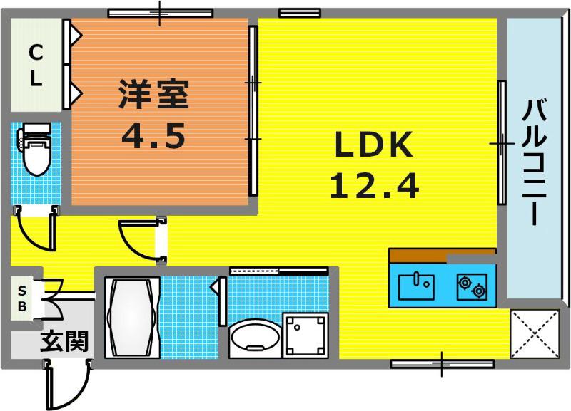 HCフラッツ国玉ガーデン(1LDK/2階)の間取り写真