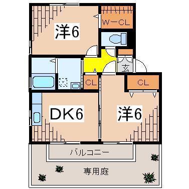 ファミールM-A(2DK/1階)の間取り写真