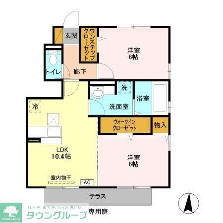 ソレイユA(2LDK/1階)の間取り写真
