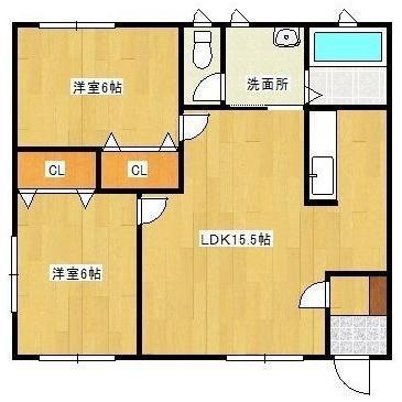 ガーデンASANO(2LDK/2階)の間取り写真
