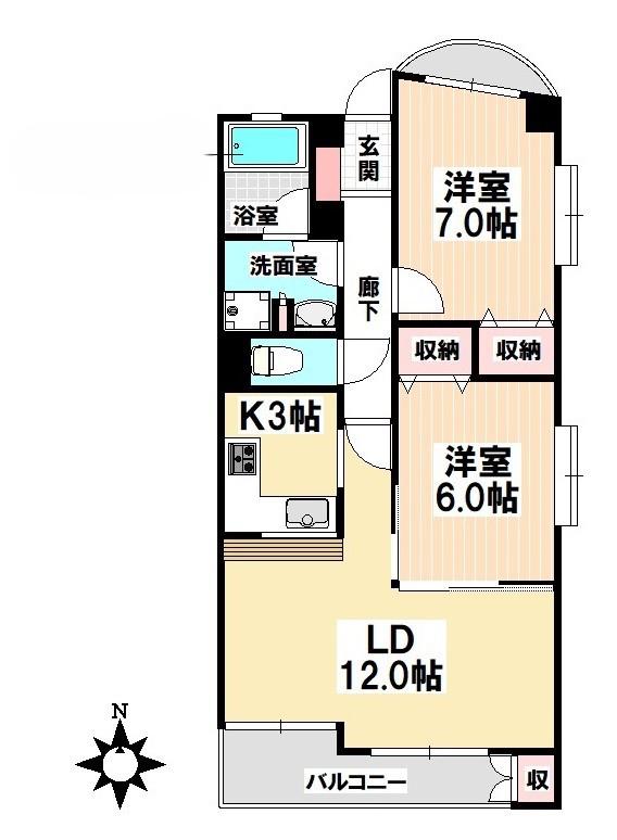 ウィステリア妙音通(2LDK/6階)の間取り写真