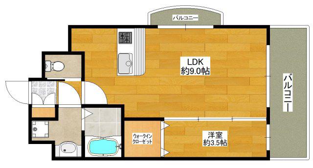 LUXE東三国(1LDK/7階)の間取り写真